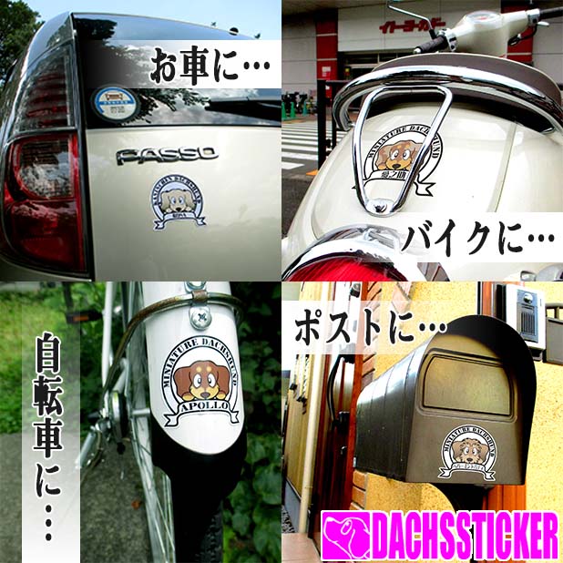 ダックスステッカー　可愛い